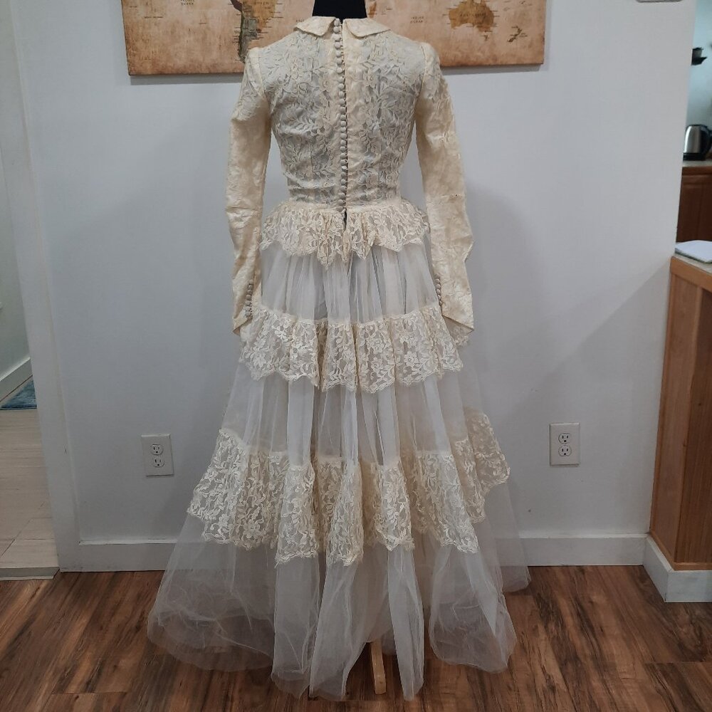 Vtg 40s handmade wedding dress - Picture 4 of 15